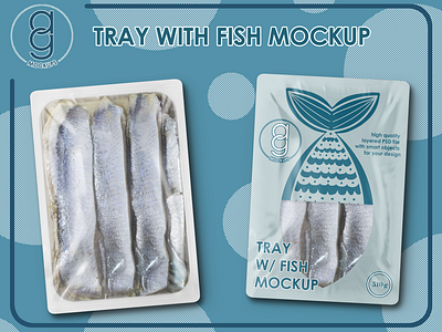 Tray with Fish Mockup 3d brand identity branding free mockup herring herringtray identity label design logo design mockup pack package package design pickled pickledfish pickledherring tray mockup