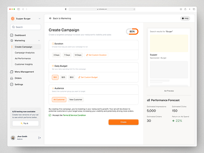 SaaS - Create Campaign Page app design interaction ui ux