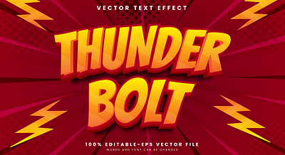 Thunder Bolt 3d editable text style Template futuristic