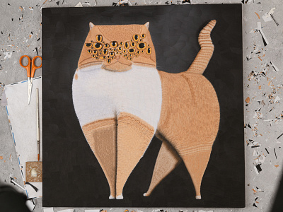 Orangie, studio cat cat eyes cats cats eyes collage dribbble eye eyes illustration