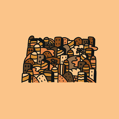 Caramel City city doodle illustration landscape shape