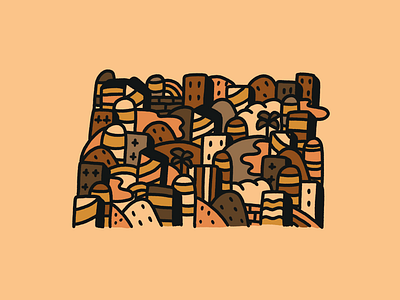 Caramel City city doodle illustration landscape shape