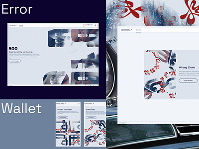 Qhub — Side Screens 404design brutaldesign cryptoux defidesign digitalwallet errorhandling errorpage functionaldesign grittyaesthetic interfaceerror minimalism nftinterface userfeedback userflow uxdesign walletconnection web3experience web3ux wrongchain
