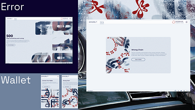 Qhub — Side Screens 404design brutaldesign cryptoux defidesign digitalwallet errorhandling errorpage functionaldesign grittyaesthetic interfaceerror minimalism nftinterface userfeedback userflow uxdesign walletconnection web3experience web3ux wrongchain
