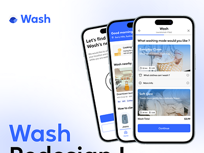 Wash - Connected Laundry branding design figma flat laundry logo marseille martin pontegnier product design redesign ui ux wash