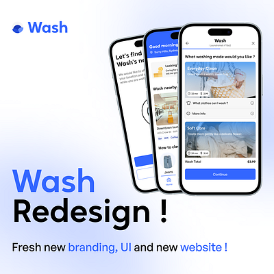 Wash - Connected Laundry branding design figma flat laundry logo marseille martin pontegnier product design redesign ui ux wash