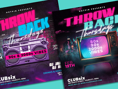 Retro 90s Party Flyer Bundle Template throwback thursdays