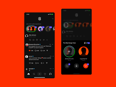 Join a live audio experience app audio concept design design concept instagram meta mobile social media threads twitter ui ux uxui