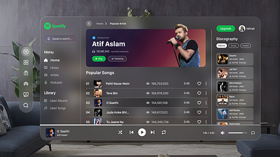 Apple Vision Pro - Spotify Design apple vision pro ui apple vision pro ui design spotify spotify app in apple vision pro spotify ui design ui ux design