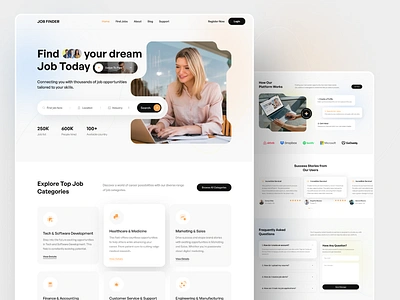 Job Finding website design app dashboard design homepage job finding job hunting website job search landing page design trendy design ui ui design user experience design ux ux design web design website website design