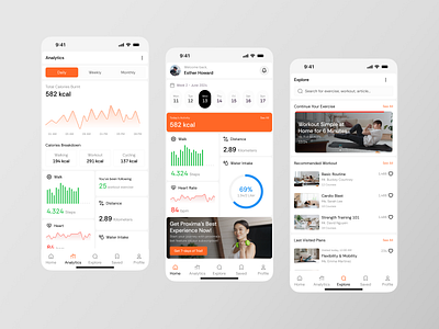 Proxima - Workout Mobile App analytics apps clean design gym gym app gym mobile app healthy mobile mobile app sporty template ui ui design ui kit uiux ux work out workout app workout mobile app