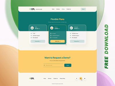 Website Pricing Page UI Design creative elegant figma template free file freebie green health care home homepage landing page orange pricing pricing page tech user experience user interface web design website website designer yellow