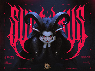 Succubus angel anime black metel death metal demon design devil gamedev girl gothic horns illustration letter lettering logo logotype modern succubus typography wings