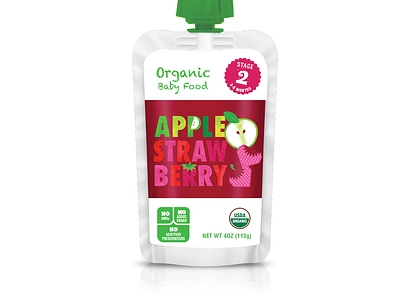 Sprouts Farmer's Market Baby Food (Proposed) applesauce baby babyfood cpg freelance graphic design lettering maternity packaged goods packaging pouch private label strawberry