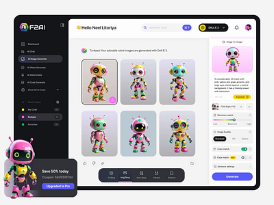 AI Web app image generator 3d ai ai app design ai image generator chatgpt ui design dashboard design modern interface modern ui saas app ui saloneel ui web web app white label ui