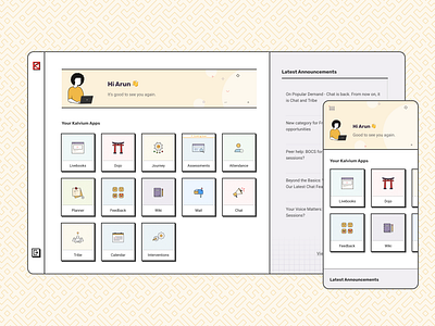 The Launcher - Student Dashboard announcements apps arun comprehensive dashboard design drawer education laucher learningexperience navigation responsive simple student ui userexperience ux