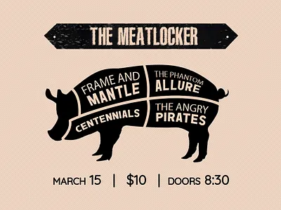 The Meatlocker - Concert Flyer/Promotional Hand-out graphic design
