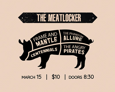 The Meatlocker - Concert Flyer/Promotional Hand-out graphic design