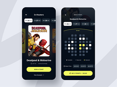 Movie Ticket Booking App booking cinema mobile app movie movie ticket movie ticket booking app ticket ui uiux ux