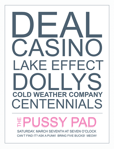 The Pussy Pad: Concert Flyer/Promotional Hand-out graphic design