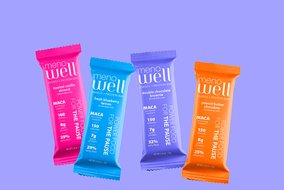 Menowell Packaging bars branding branding. chocolate consumer packaged goods cpg energy granola graphic design health menopause package design packaging