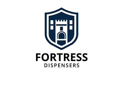 Fortress Dispensers Logo Design brand design branding castle defense defense icon fortified fortress emblem graphic design guarded logo logo design protection shield stronghold