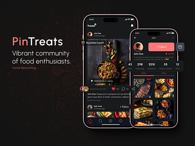 PinTreats design food mobile app social ui ux web