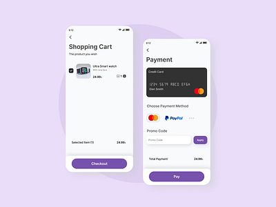 App Shopping Cart & Payment Screen app design app ui app ui design cart design figma ios mobile payment shopping ui ui design uiux