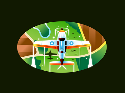 Plane badge flat gradient graphic design ilustration plane vector