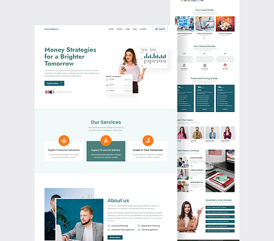 MoneySphere Financial Website Design 3d animation branding figma graphic design motion graphics ui ux