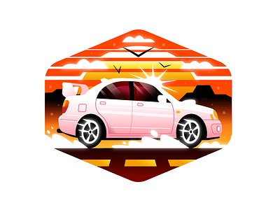 SUBARU badge car flat gradient graphic design illustration subaru sunset vector