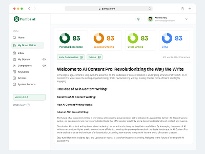 Pumba - Ai content writer tool ai ai content writer ai dashboard ai landing page ai writer ai writing chatgpt content writer generate blog jabel landing design landing page saas saas ai saas product saas tool saas website ui webapp writing by ai
