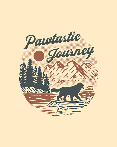 Pawtastic Journey Illustration apparel design badge branding design graphic design illustration logo nature outdoor retro retro design ui ux vector vintage vintage design