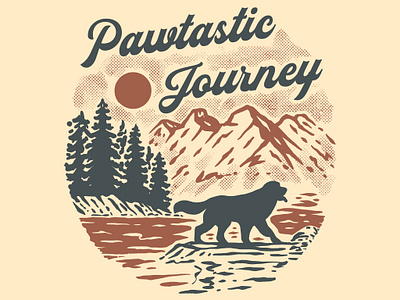 Pawtastic Journey Illustration apparel design badge branding design graphic design illustration logo nature outdoor retro retro design ui ux vector vintage vintage design