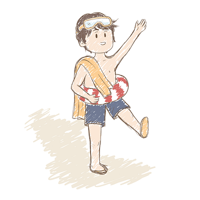 August agenda august beach boy cute cute illustration design drawing holidays illustration sketch sketch illustration soft colors soft colors illustration sticker