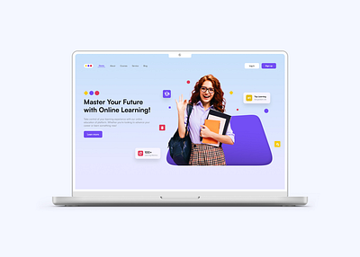 Online Learning Courses Landing Page app design branding design education elearning functional illustration landing page landing page ui minimal mobile ui mobile ui design new ui design trending ui ui design uiux website ui