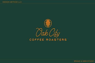 Clean Coffee Oak Logo coffee brand identity coffee logo leaf coffee bean logo design oak city oak city coffee roasters oak leaf logo roasting logo