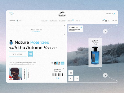 the perfume shop \ sentinel 2024 blue clean ecommerce home page landing page minimalistic perfume product shop shopify website ui ux web design white