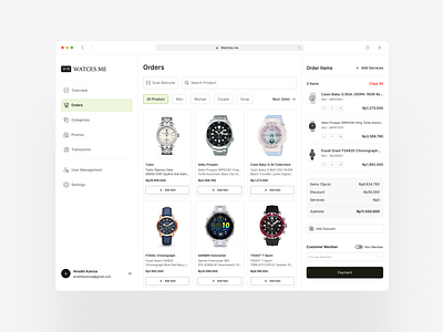 Watches - Point of Sales dashboard exploration point of sales ui ux