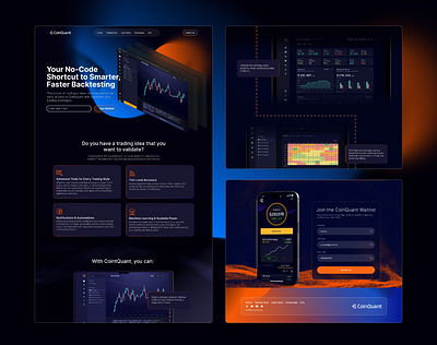CoinQuant redesign backtesting app crypto forex landing page landing web design redesign stock market trading ui web design website