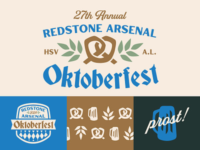 Huntsville Oktoberfest Event Design alabama badge beer branding emblem event german huntsville icon logo design oktoberfest pretzel typography