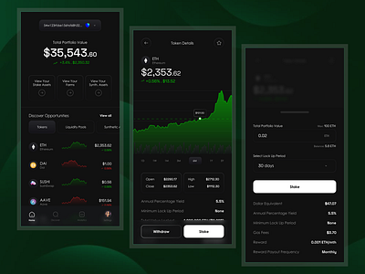 Defi Portfolio Management blockchain decentralized finance defi design uidesign uiux uiuxdesign uxdesign