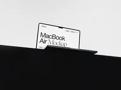 MacBook on Black Stand Mockup app apple branding device download macbook macbook air macbook mockup mock up mock ups mockup mockups packaging photoshop psd screen ui ux web