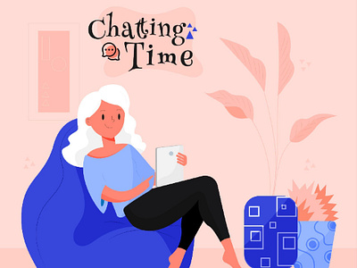 Chatting Time Animated Scene adobe after effects adobe illustrator animation artwork chair chatting chatting time graphic design illustration motion graphics plants woman