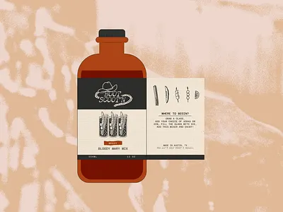 Boot Scoot'n bloody mary bloodymary boot bottle branding cocktail cocktails cowboy cowboy boot gin hot sauce illustration kitchen mixer outdoors retro rodeo simple vodka western