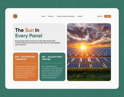 Solar Panel Landing Page clean design eco electric energy green header hero homepage minimal panel renewable solar solarpanel sun sustainable tech uiux web website