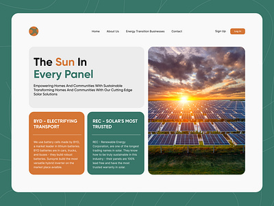 Solar Panel Landing Page clean design eco electric energy green header hero homepage minimal panel renewable solar solarpanel sun sustainable tech uiux web website