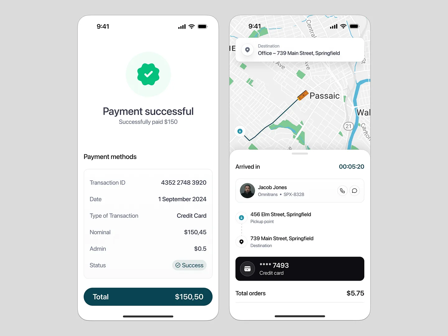 User-Friendly Payment History Page for Ride Sharing Apps