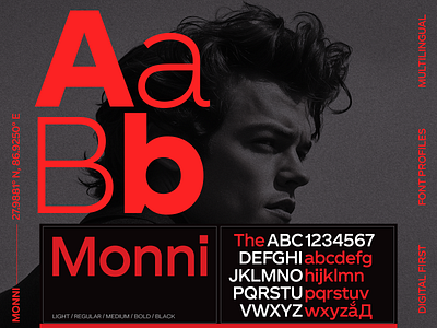 Monni Sans Serif advertising ai branding campaign creative direction design digital font design font family fonts gotham graphic design helvetica layout design logo marketing matt chansky poster red typography