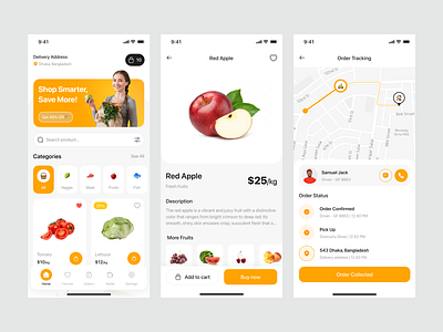 Grancarty - Grocery Store Mobile App UI Kit grocery store app ui mobile ui components ui design ux design